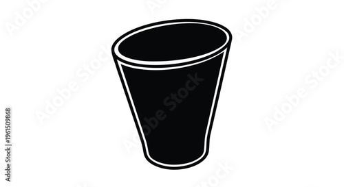 Vector illustration of black silhouette icon of a simple drinking glass or cup