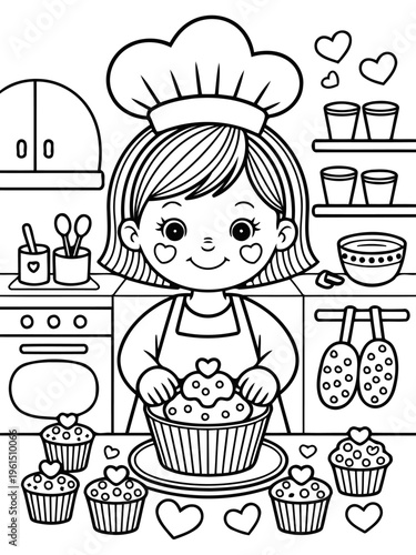 Cupcake Creation: A chef delicately crafts adorable cupcakes in a charming kitchen setting. A culinary scene that inspires happiness and creativity!