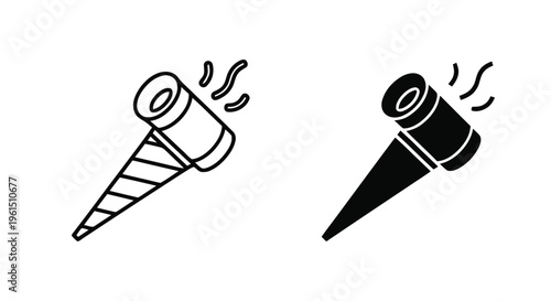 Vector illustration of party blower icon, festive noise maker for celebration and birthday events