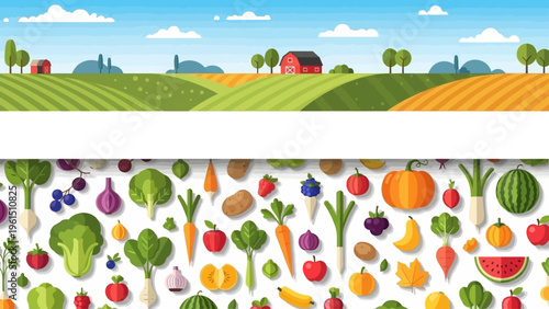 Assorted Fruits and Vegetables in Garden.