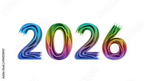Colorful 2026 Number Typography Design Element.