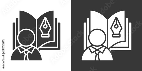 Author Icon Set Vector Collection Isolated In Black And White