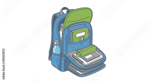 Blue and green school backpack.