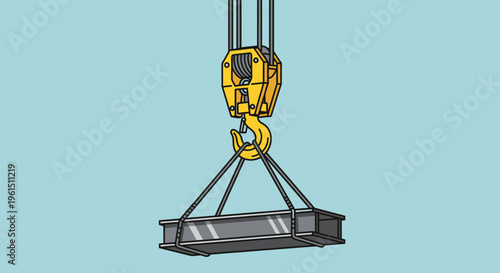Industrial crane hook and metal plate.