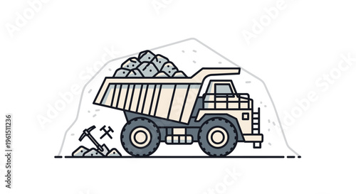 Large mining truck carrying heavy load.