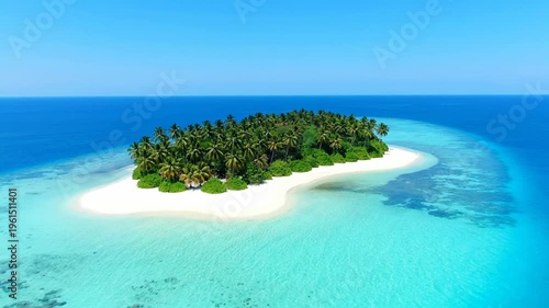 Tropical Island with White Sandy Beach.