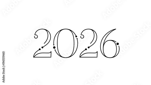 Simple Black Outline of 2026 Numbers.