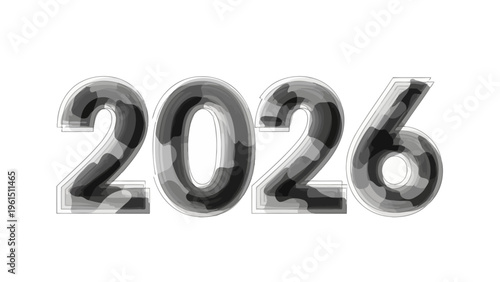 Silver Metallic 2026 Balloons Isolated on White.