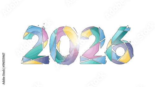 Colorful 2026 Numbers with Abstract Design.