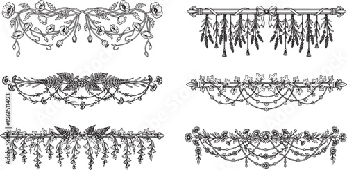 Set of Floral Garland Frame Border