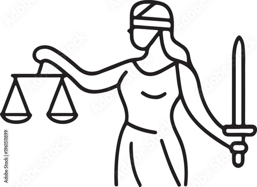 Justitia holding scales and sword blindfolded lady justice symbol law and order concept