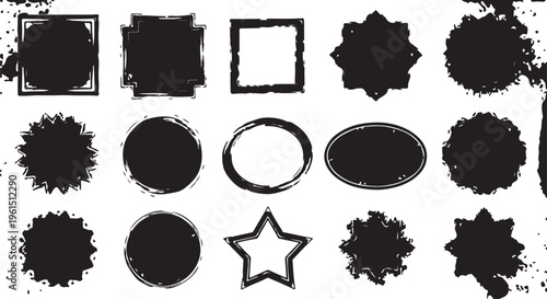 Big collection of black paint, ink brush strokes, brushes, lines, grungy. Dirty artistic design elements, boxes, frames. Vector illustration. Isolated on white background.
