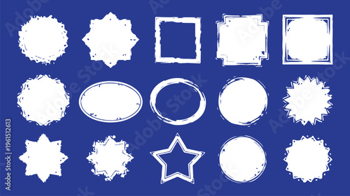 Big collection of black paint, ink brush strokes, brushes, lines, grungy. Dirty artistic design elements, boxes, frames. Vector illustration. Isolated on white background.