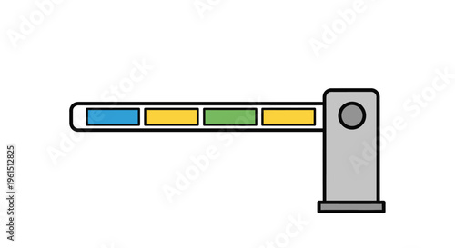 Colorful parking lot gate arm barrier.