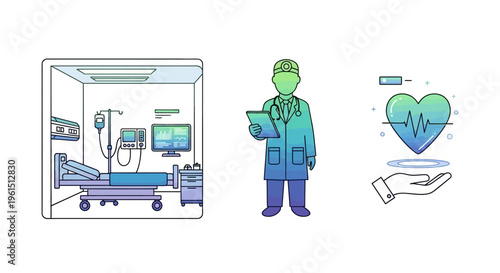 Doctor in hospital with clipboard.