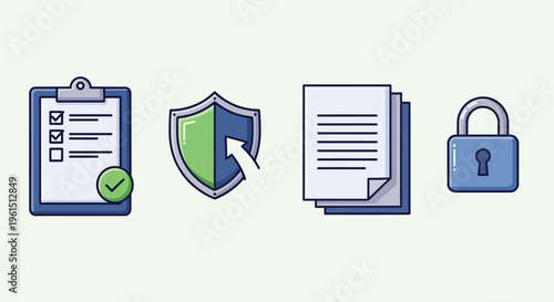 Security icons for protection concept.