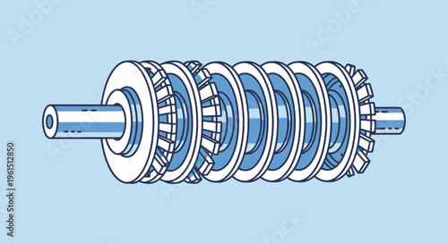Detailed Mechanical Gear System Component.