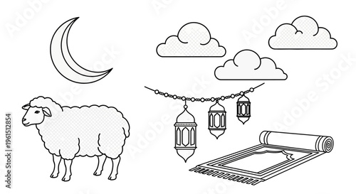 Sheep standing alone in profile view.