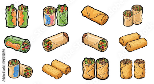 Spring rolls on a white background.