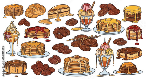 Variety of Desserts and Sweets Displayed.