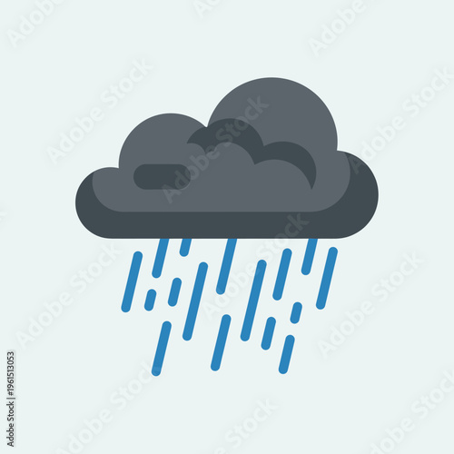 Dark cloud with falling raindrops illustration, representing a rainy weather forecast.