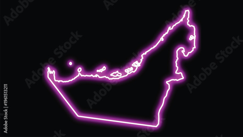 United arab emirates map outline neon glow uae map
