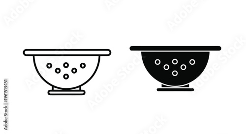 Vector illustration of colander icon set, kitchen strainer vector illustration