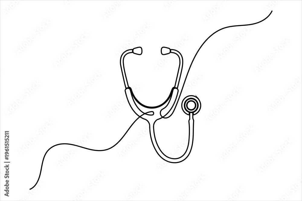 Obraz premium Medical healthcare continuous one line drawing on white background