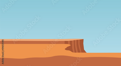 Abstract vector illustration of a desert landscape with a distinctive rocky cliff edge.
