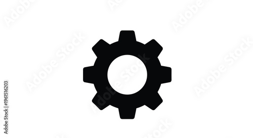 Flat isolated 2d icon of black gear icon on a for industrial or mechanical concepts