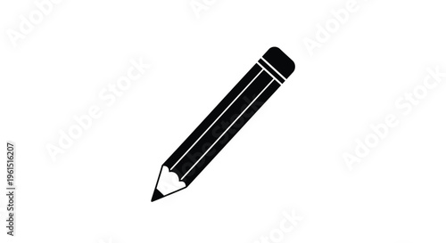 Flat isolated 2d icon of black pencil icon for drawing and writing