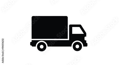 Flat isolated 2d icon of black truck icon on a for logistic concepts