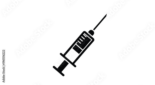 Flat isolated 2d icon of black syringe icon on for medical concepts