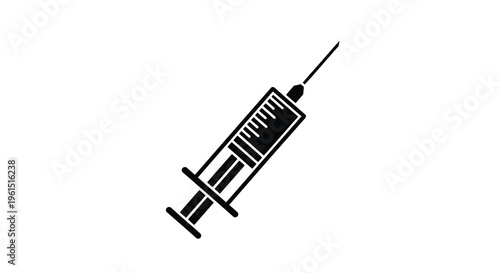 Flat isolated 2d icon of black syringe icon on for medical purposes