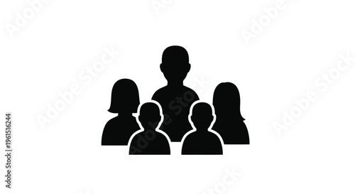 Flat isolated 2d icon of vector illustration of a group of people in black silhouette