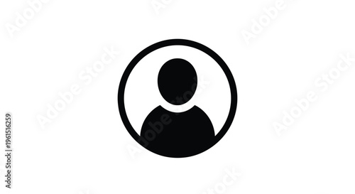 Flat isolated 2d icon of black silhouette of a person in a circle