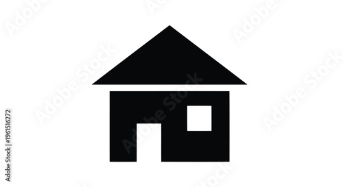 Flat isolated 2d icon of simple black house icon