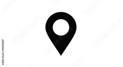 Flat isolated 2d icon of black map pin icon