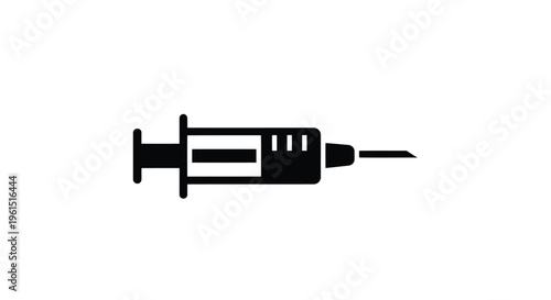 Flat isolated 2d icon of black syringe icon on for medical concepts