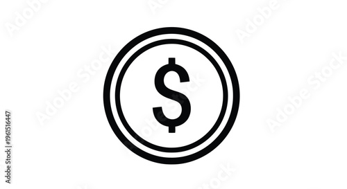 Flat isolated 2d icon of black vector dollar coin icon on for finance concepts