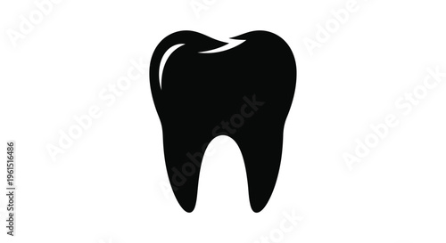 Flat isolated 2d icon of a black silhouette of a molar tooth