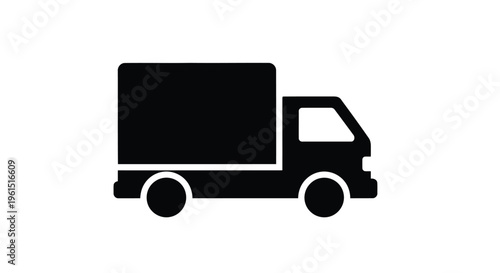 Flat isolated 2d icon of black silhouette of a delivery truck