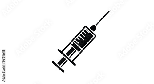 Flat isolated 2d icon of black syringe icon on for medical concepts