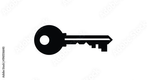 Flat isolated 2d icon of black key icon