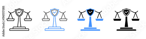 Integrity and Justice Scales Glyph Icon Vector Illustration Editable