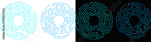 Tableau sur toile PNG image of Abstract circular electronic circuit board maze design elements dis