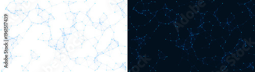 Slika na platnu PNG image of Abstract glowing blue digital connection nodes forming a complex mo