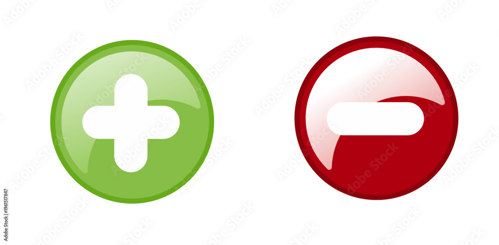 Obraz premium Vector illustration of plus minus icon set