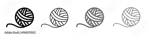 Yarn ball icon vector set with a simple line art design suitable for knitting sewing hobby and craft projects. Vector illustration of yarn ball icon set