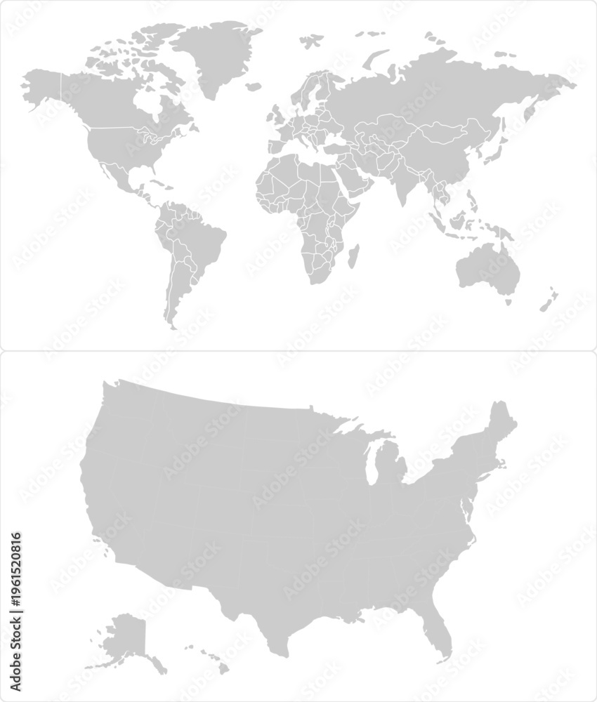 Fototapeta premium World Map Silhouette with USA Map High Resolution